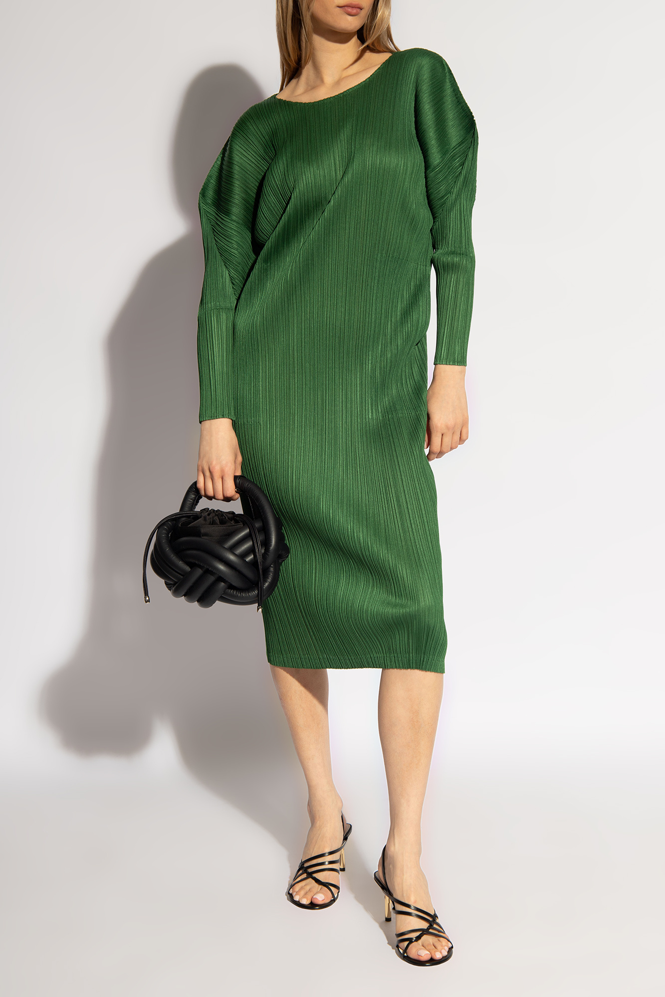 Green Dress with long sleeves Pleats Please Issey Miyake Vitkac Canada